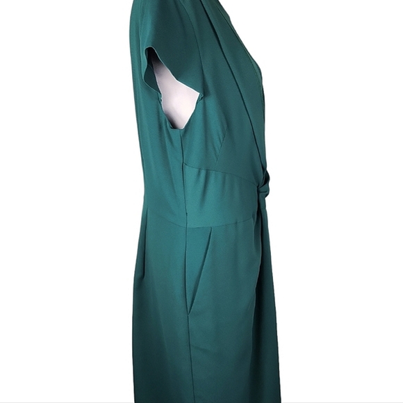NWOT Ann Taylor Twist Front Green Sheath Dress - Picture 3 of 8